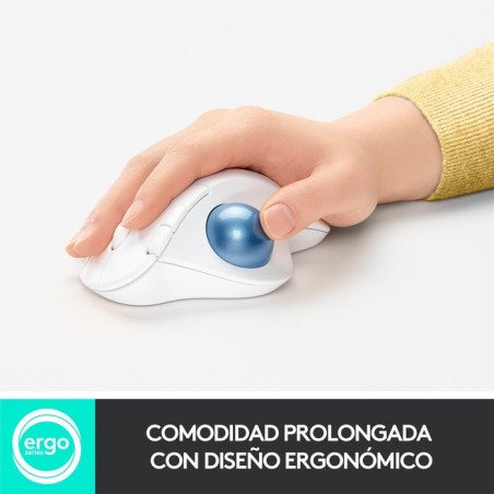 Ratón trackball inalámbrico por bluetooth logitech ergo m575 hasta 2000 dpi blanco crudo