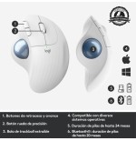 Ratón trackball inalámbrico por bluetooth logitech ergo m575 hasta 2000 dpi blanco crudo