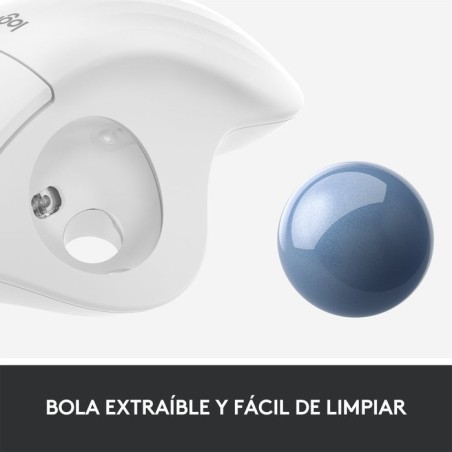 Ratón trackball inalámbrico por bluetooth logitech ergo m575 hasta 2000 dpi blanco crudo