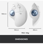 Ratón trackball inalámbrico por bluetooth logitech ergo m575 hasta 2000 dpi blanco crudo