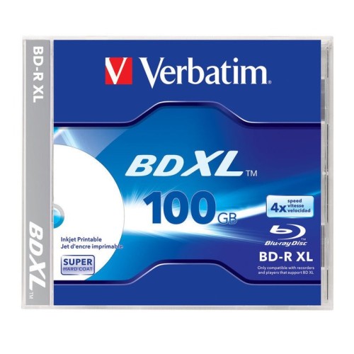 Verbatim bd-r xl 100gb/2-4x jewelcase (1 disc) inkjet printable surface 43790