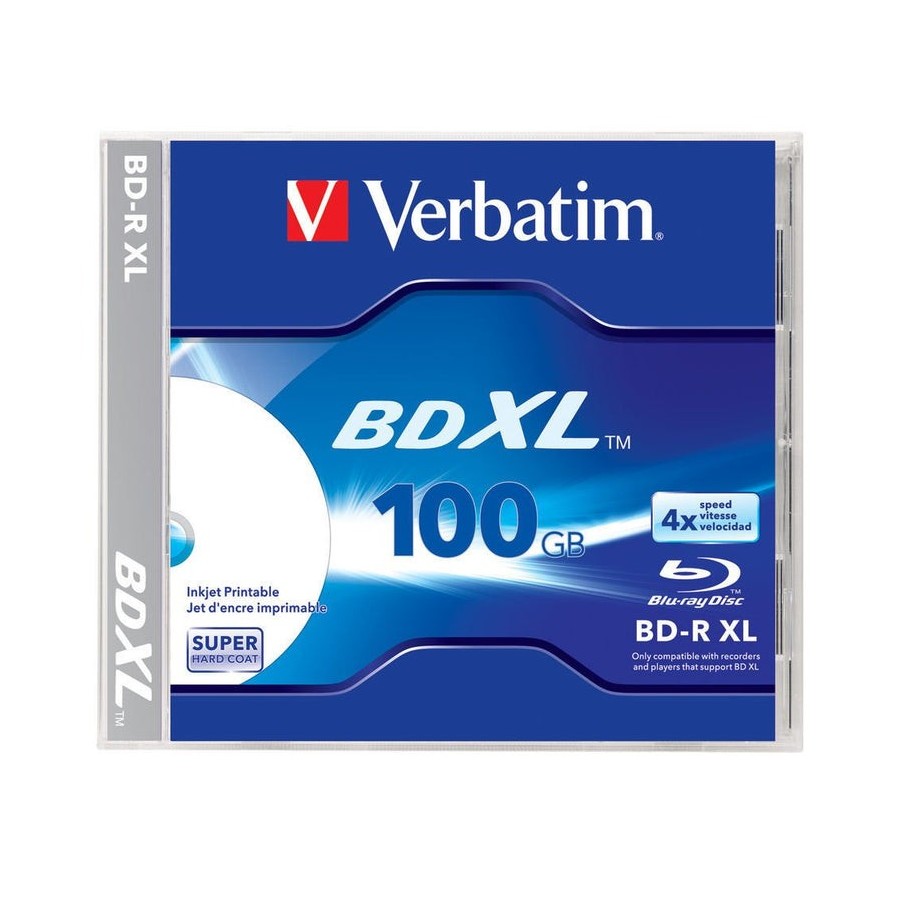 Verbatim bd-r xl 100gb/2-4x jewelcase (1 disc) inkjet printable surface 43790