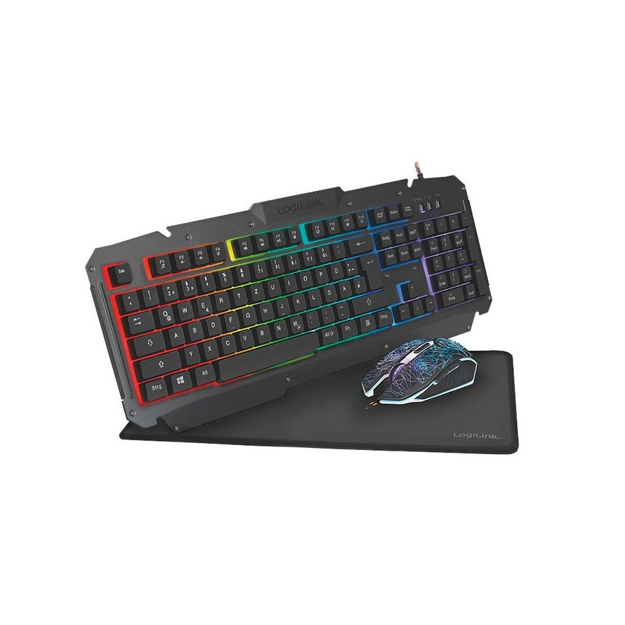 Teclado aleman + ratón logilink id0185 usb qwerty negro