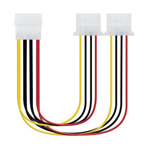 Nanocable cable alimentacion molex 4pin macho a 2x molex 4pin hembra 0.20m