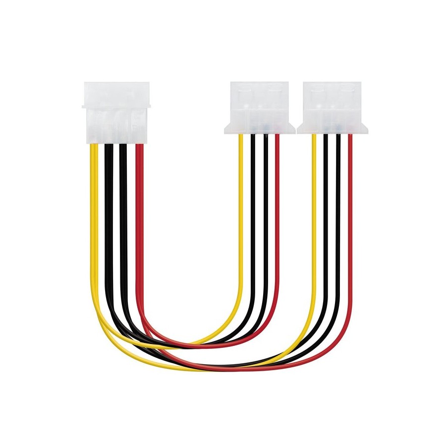 Nanocable cable alimentacion molex 4pin macho a 2x molex 4pin hembra 0.20m