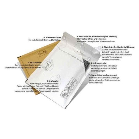 Bolsas de correo con colchón de aire braun gr. d 200x275mm (100 piezas)