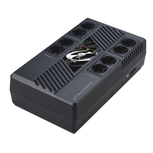 Sai powerwalker ups line-interactive 600va ms 8x schuko rj45 in/out usb hid usb charger