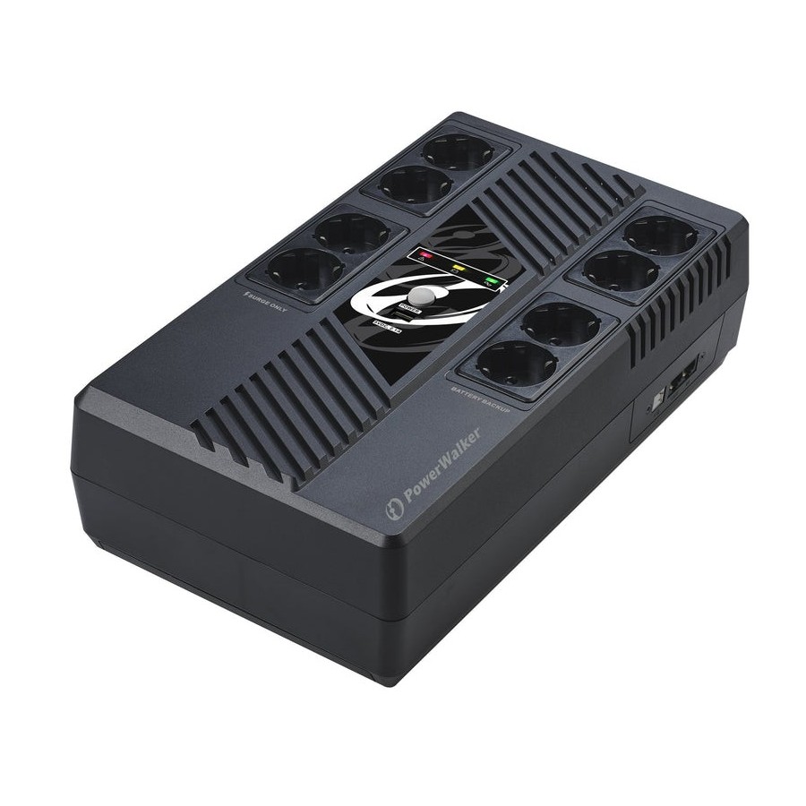 Sai powerwalker ups line-interactive 600va ms 8x schuko rj45 in/out usb hid usb charger