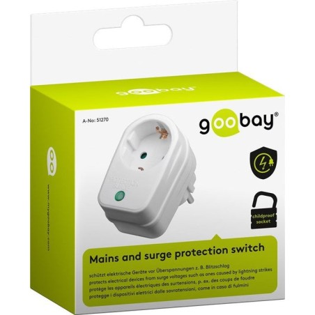 Goobay 3500w surge protector interruptor de protección de red y sobretensión, color blanco