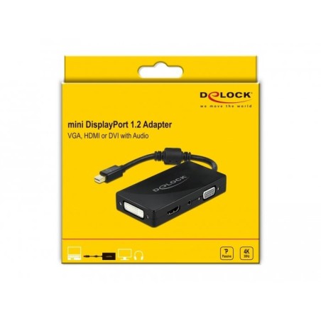 Delock adaptador mini displayport 1.2 -- vga / hdmi / dvi / audio negro