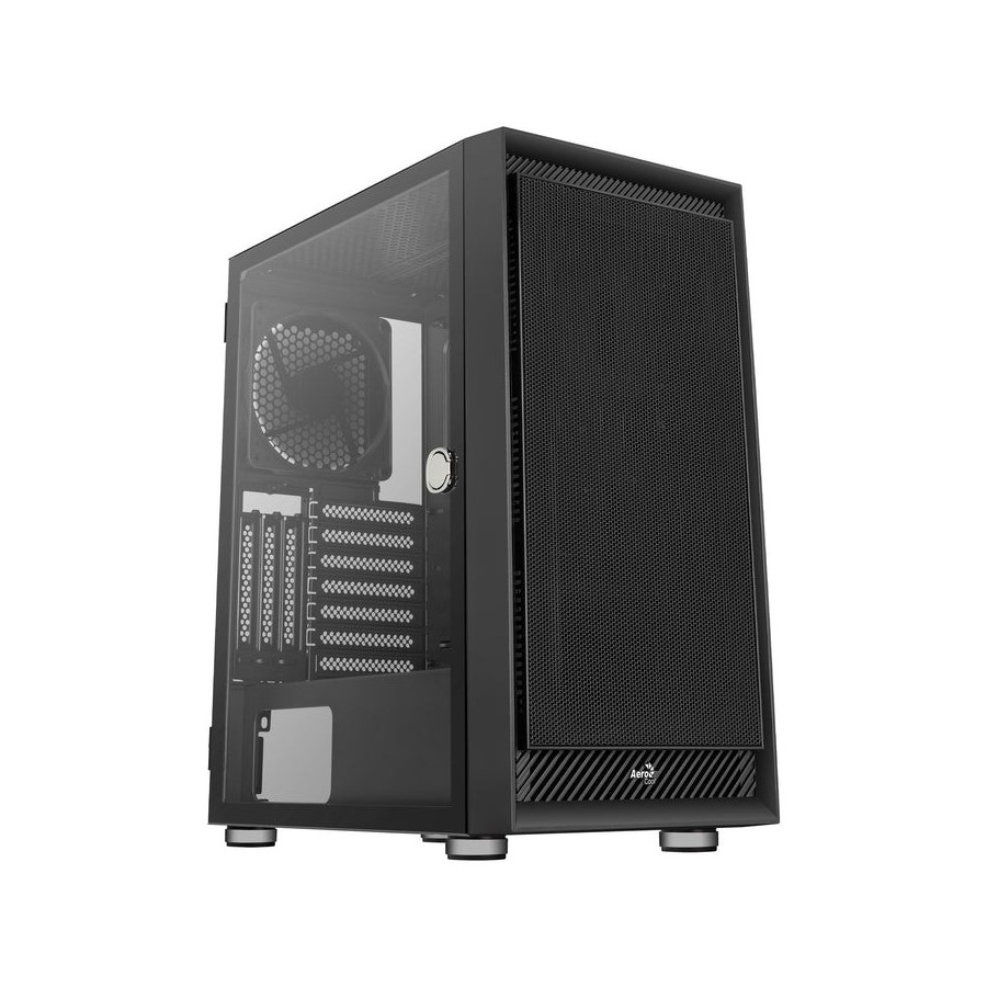 Caja pc aerocool graphite v1 frontal mesh lateral de cristal templado