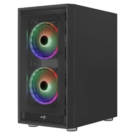 Caja pc aerocool graphite v3 frontal mesh lateral de cristal templado incluye 3 ventiiladores rgb 140mm