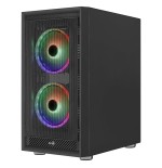 Caja pc aerocool graphite v3 frontal mesh lateral de cristal templado incluye 3 ventiiladores rgb 140mm