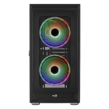 Caja pc aerocool graphite v3 frontal mesh lateral de cristal templado incluye 3 ventiiladores rgb 140mm