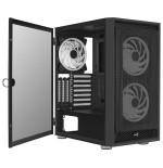 Caja pc aerocool graphite v3 frontal mesh lateral de cristal templado incluye 3 ventiiladores rgb 140mm
