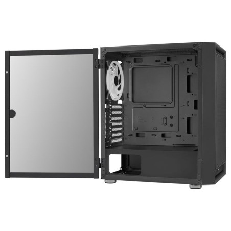 Caja pc aerocool graphite v3 frontal mesh lateral de cristal templado incluye 3 ventiiladores rgb 140mm