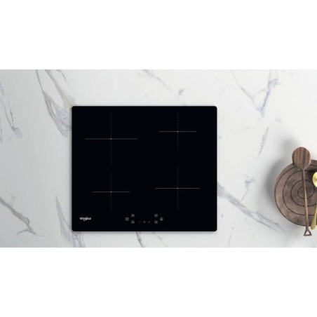 Whirlpool - wsq4860ne - placa de inducción - 4 fuegos - 7200w - l60 cm - revestimiento de vidrio negro