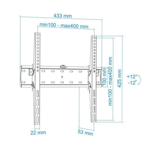 Tooq soporte fijo de pared para tv de 32"-55" - inclinable - peso max 40kg - vesa 400x400mm - negro