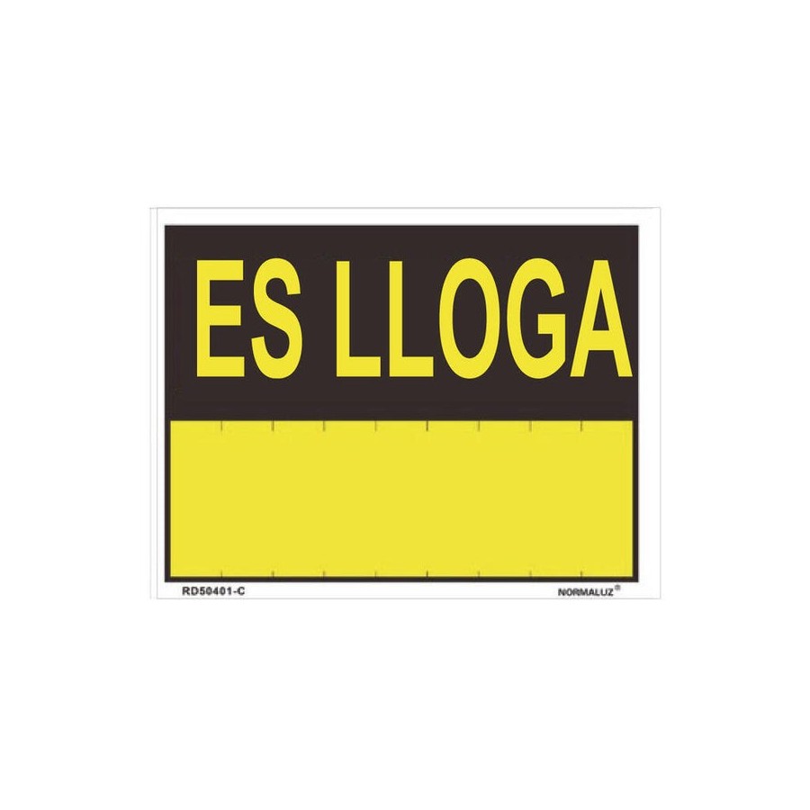 Rotulo "es lloga" (pvc 0.4mm) 35x45cm normaluz