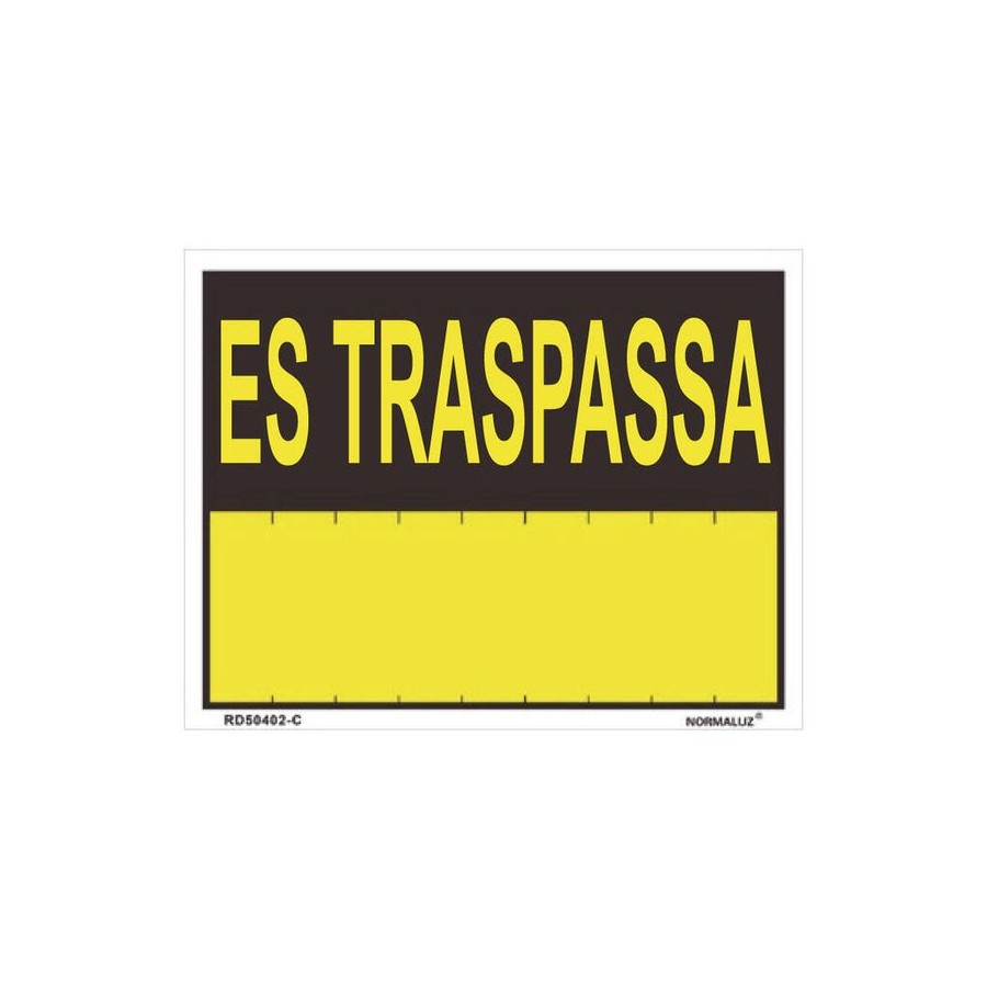 Rotulo "es traspassa" (pvc 0.4mm) 35x45cm normaluz