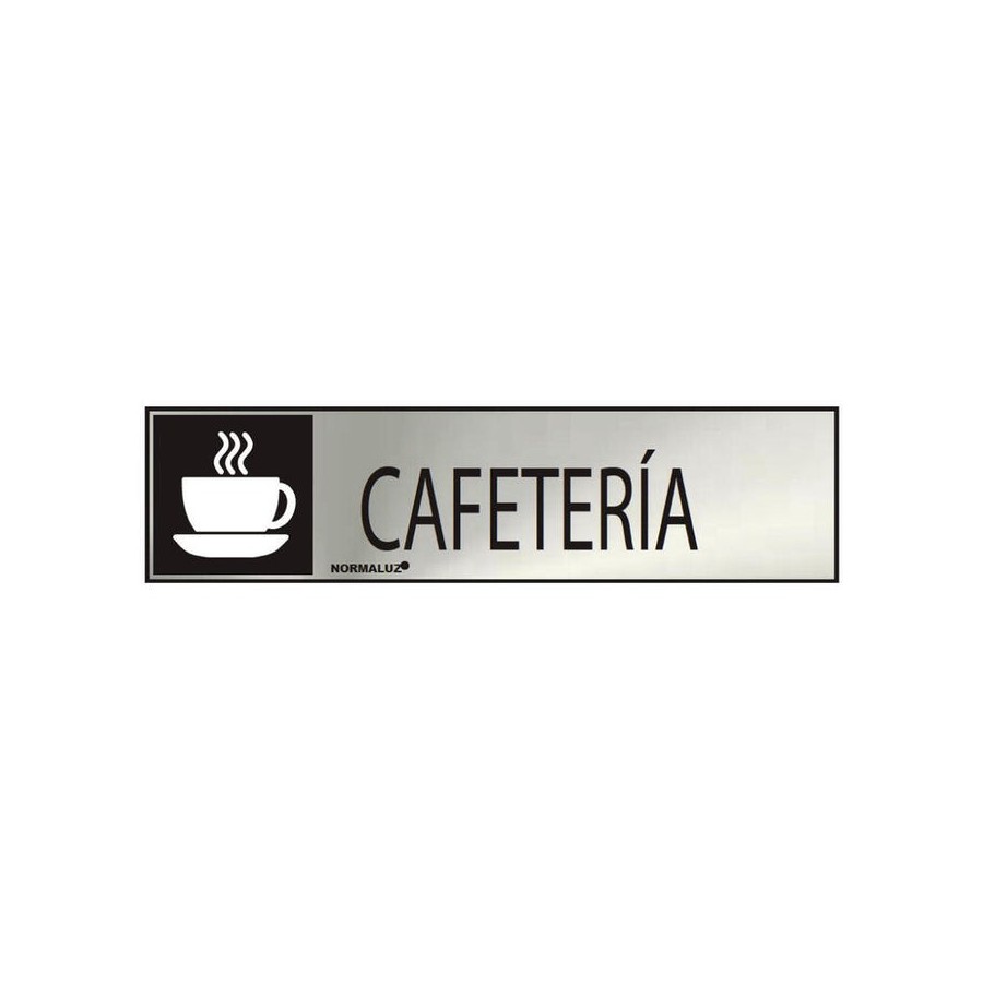 Cartel informativo "cafeteria" (inox adhesivo 0.8mm) 5x20cm normaluz