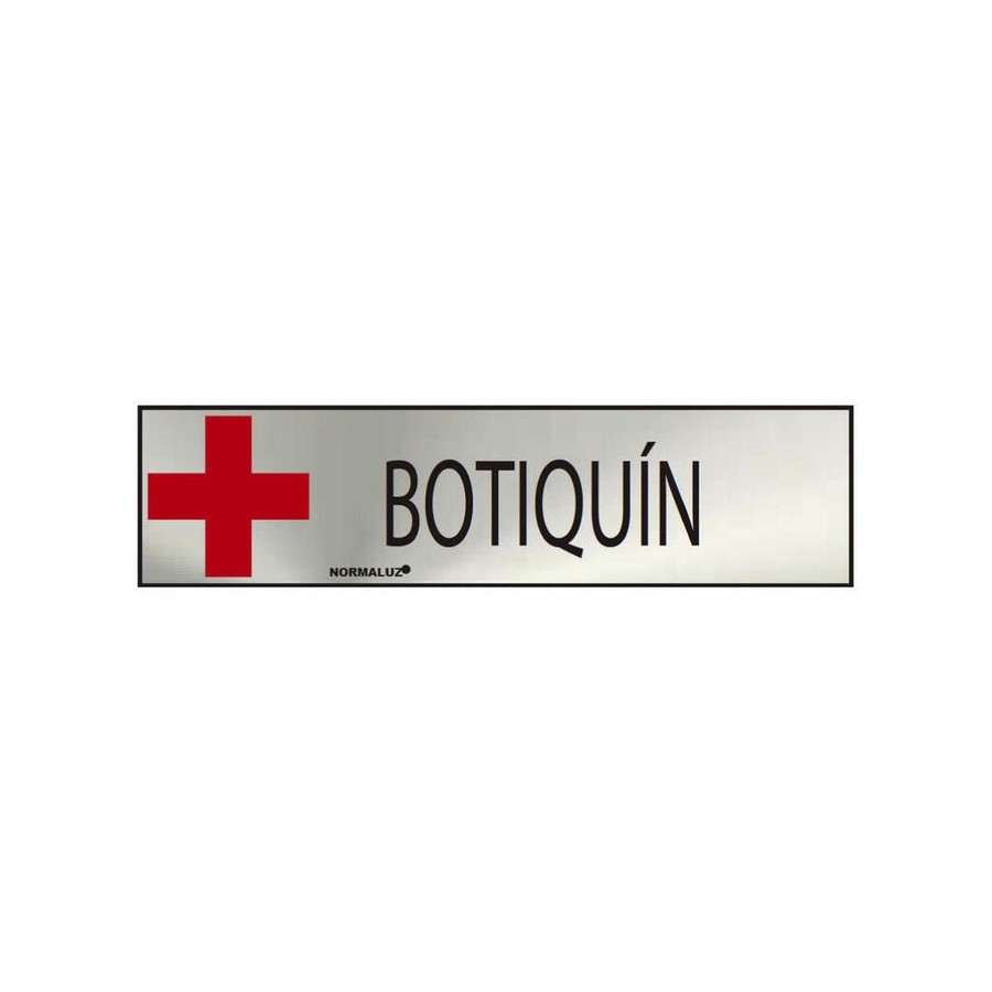 Cartel informativo "botiquin" (inox adhesivo 0.8mm) 5x20cm normaluz