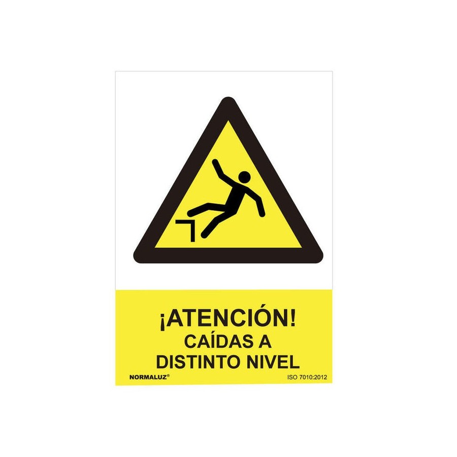 Cartel peligro "atencion caidas a distinto nivel" (pvc 0.7mm) 30x40cm normaluz