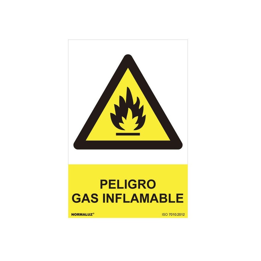 Cartel peligro "peligro gas inflamable" (pvc 0.7mm) 30x40cm normaluz