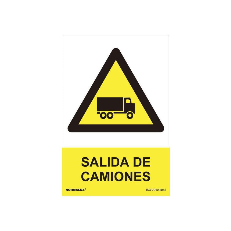 Cartel peligro "salida de camiones" (pvc 0.7mm) 30x40cm normaluz