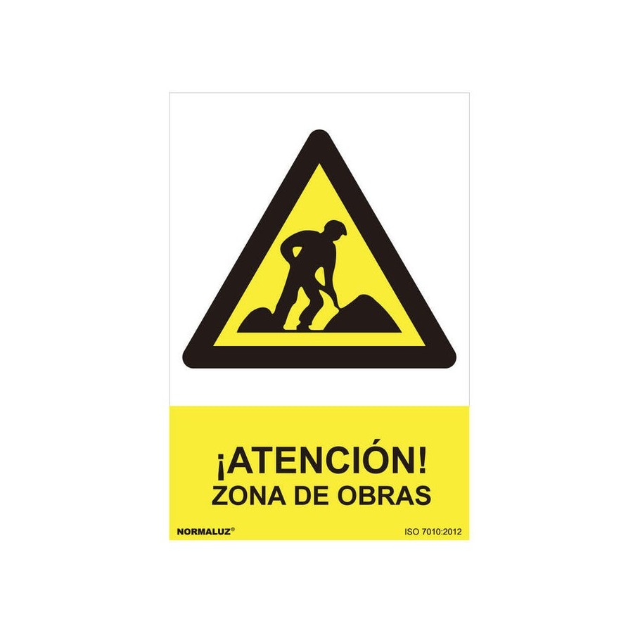 Cartel peligro "zona de obras" (pvc 0.7mm) 30x40cm normaluz