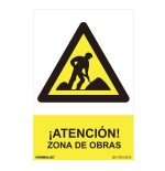 Cartel peligro "zona de obras" (pvc 0.7mm) 30x40cm normaluz