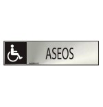 Cartel informativo "aseos" discapacitados (inox adhesivo 0.8mm) 5x20cm normaluz