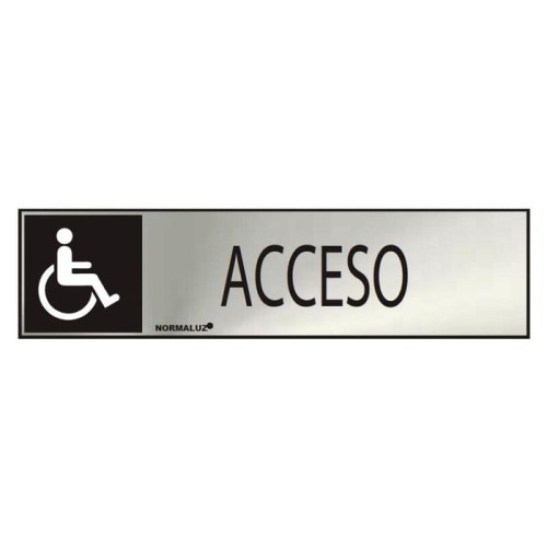 Cartel informativo "acceso" discapacitados (inox adhesivo 0.8mm) 5x20cm normaluz