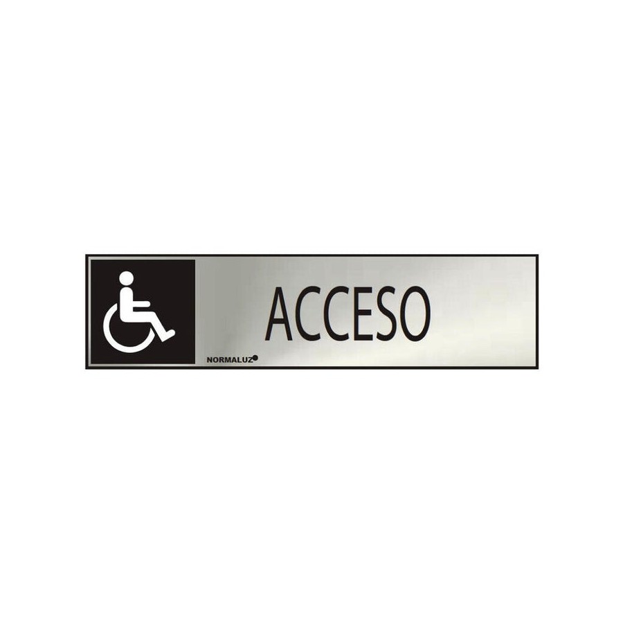 Cartel informativo "acceso" discapacitados (inox adhesivo 0.8mm) 5x20cm normaluz