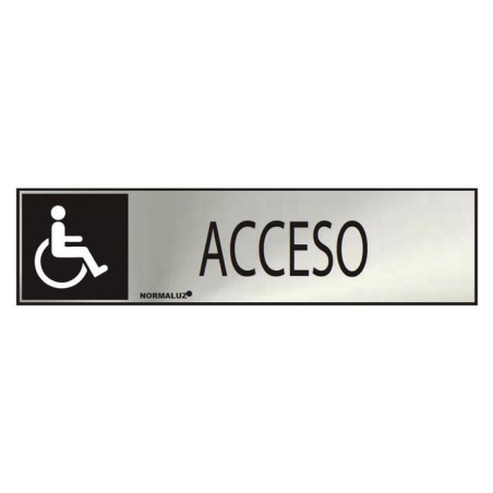 Cartel informativo "acceso" discapacitados (inox adhesivo 0.8mm) 5x20cm normaluz