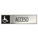 Cartel informativo "acceso" discapacitados (inox adhesivo 0.8mm) 5x20cm normaluz