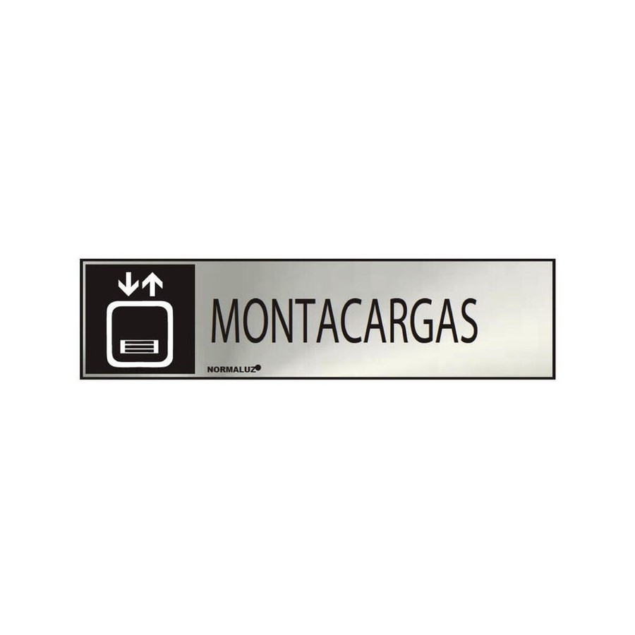 Cartel informativo "montacargas" (inox adhesivo 0.8mm) 5x20cm normaluz