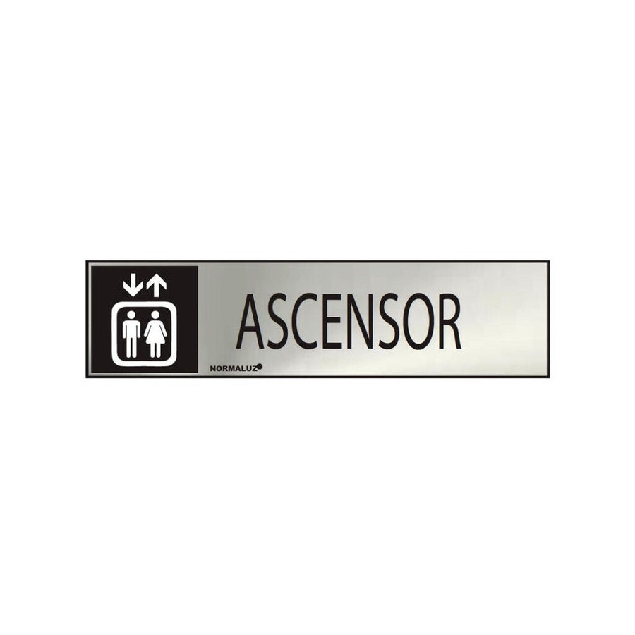 Cartel informativo "ascensor" (inox adhesivo 0.8mm) 5x20cm normaluz