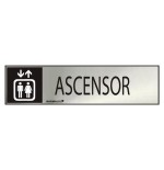 Cartel informativo "ascensor" (inox adhesivo 0.8mm) 5x20cm normaluz