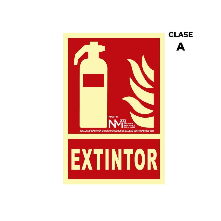 Cartel de extinción "extintor" clase a (pcv 1mm) 21x30cm normaluz