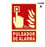 Cartel de extinción "pulsador de alarma" clase a (pcv 1mm) 21x30cm normaluz