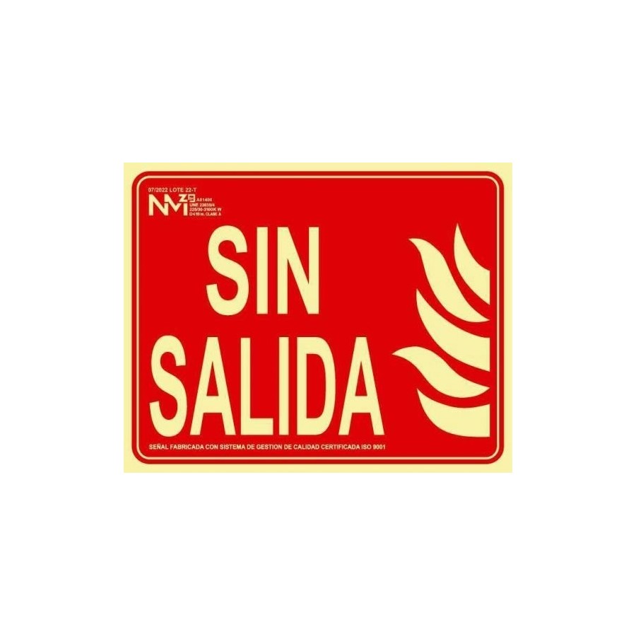 Cartel de extinción "sense sortida" clase b (pvc 0.7mm) 30x15cm normaluz