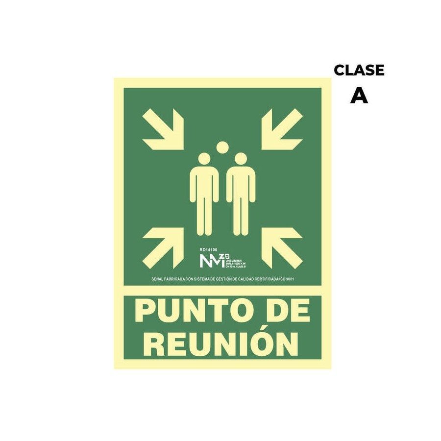 Cartel de evacuación "punto de reunion" clase a (pvc 1mm) 22.4x30cm normaluz