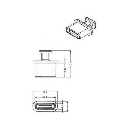 Cubierta antipolvo delock toma usb tipo c con asa negra 10 uds.