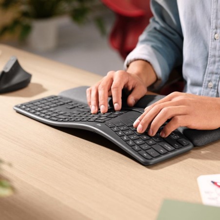 Teclado ingles logitech ergo k860 rf wireless + bluetooth internacional de ee.uu. grafito