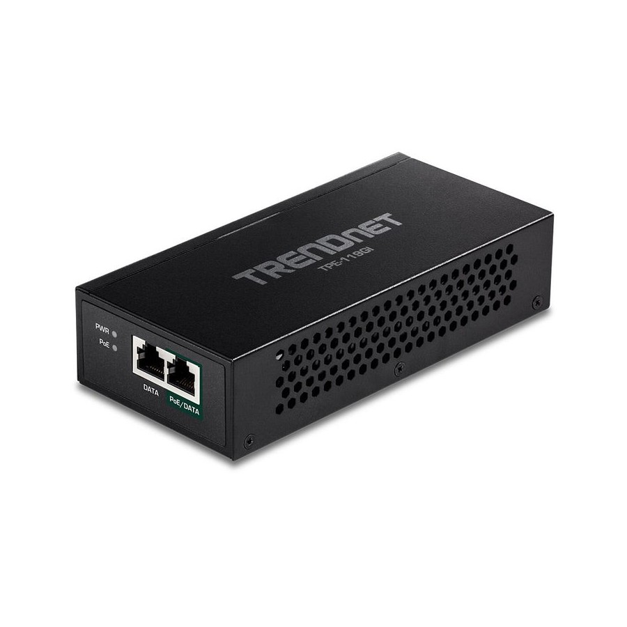 Inyector poe trendnet tpe-119gi 802.3af at u ab bt 2 rj45 hembra