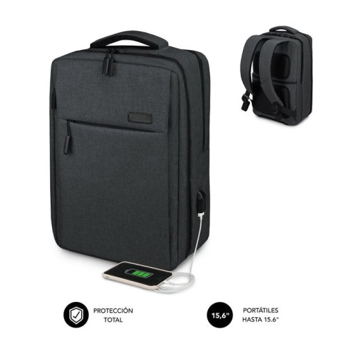 Mochila subblim traveller airpadding backpack para portátiles hasta 15.6'/ puerto usb/ gris