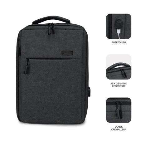 Mochila subblim traveller airpadding backpack para portátiles hasta 15.6'/ puerto usb/ gris