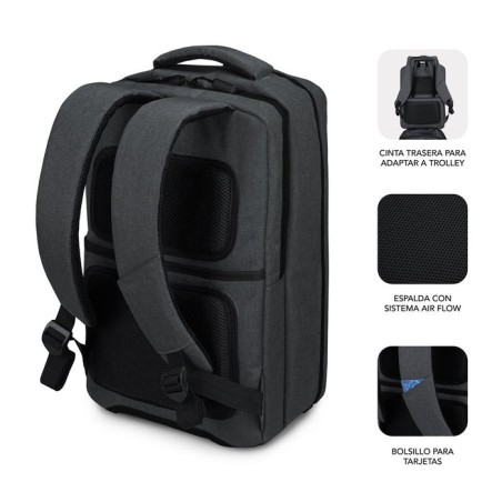 Mochila subblim traveller airpadding backpack para portátiles hasta 15.6'/ puerto usb/ gris