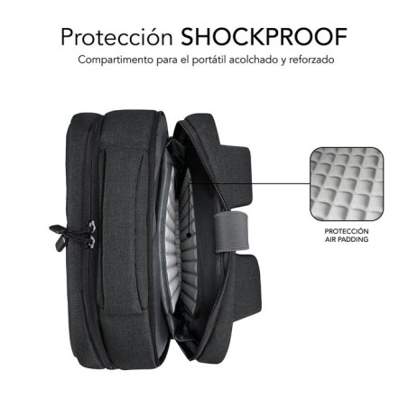 Mochila subblim traveller airpadding backpack para portátiles hasta 15.6'/ puerto usb/ gris